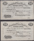 Cumberland Union Banking Company, Limited, unissued payment orders for £10, £20 and £30, 189-, serial numbers...