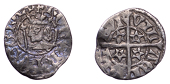 Robert II (1371-1390), Halfpenny, Edinburgh, robertvs g rex, rev. vila ei dir bvr, 0.39g/11h (SCBI 35, 502-3 var.; S...