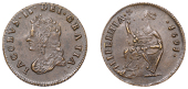 James II (1685-1691), Limerick coinage, Halfpenny, 1693, reversed n in hibernia, stops before date (S 6594). Brown...