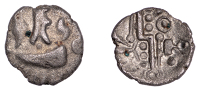 British Iron Age, DUROTRIGES, Uninscribed issues, silver Quarter-Stater, Duro Boat Dots type, three men in a boat...