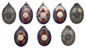 English Twenty Club County Championships (8), a group of medals in silver (2) and bronze (6), most with enamel [8]....