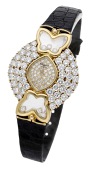 Chopard. A lady’s gold and diamond-set wristwatch, Ref. SG 4747-1, circa 2000.
Movement: quartz.
Dial: oval...