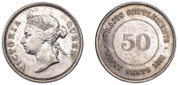 Straits Settlements, Victoria, 50 Cents, 1891 (Prid. 18; KM 13). Cleaned, rather marked, very fine 	£1,200-£1,500