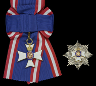 The Royal Victorian Order, G.C.V.O., Knight Grand Cross set of insignia, comprising sash badge, silver-gilt and...