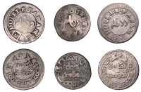 India, EIC: Madras Presidency, Double or 2 Fanams (3), undated (1807), undated (1808) (2), both with dotted buckle,...