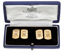 Royal Interest: A pair of 9ct gold Royal presentation cufflinks, 1968, the plain tonneau-shaped panels with engraved...