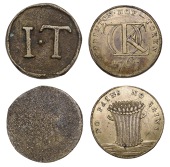 18th Century Tokens, KENT, Godington, John Toke I, uniface brass hop token, 6.25g (Henderson 535; DH 27); John Toke...