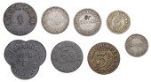 Miscellaneous Tokens and Checks, Farm tokens: KENT, Halstead, E.H. Blundell, Fivepence, Fourpence and Threepence;...