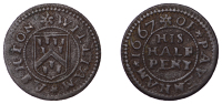 BEDFORDSHIRE, Pavenham, William Ashton, Halfpenny, 1667, 1.64g/12h (GO 78; N 41; BW. 78). Good fine	 £40-£60