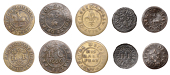 BEDFORDSHIRE, Potton, Richard Atkinson, Farthing, 1661, 1.27g/6h (GO 79; N 42; BW. 79); Hugh Conny, Halfpenny, 1666,...