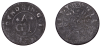 BEDFORDSHIRE, Goldington, Gilbert Ashley, Halfpenny, 1668, 2.05g/12h (GO 47; N –; BW. 47). Mediocre, rare	 £15-£25