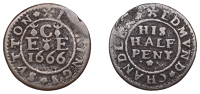 NORTHAMPTONSHIRE, Kings Sutton, Edmund Chandler, Halfpenny, 1666, 2.05g/12h (W 53; N 3395; BW. 151). One edge weak,...