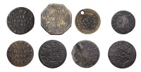 NORTHAMPTONSHIRE, Towcester, William Bell, Halfpenny, 1.30g/3h (W 153; N 3464; BW. 158); Thomas Clarke, Farthing,...