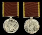 China 1842 (Edward Wilcox, H.M.S. Cornwallis.) original suspension, edge bruise, old lacquer, otherwise very fine 	...