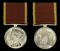China 1842 (Edward Wilcox, H.M.S. Cornwallis.) original suspension, edge bruise, old lacquer, otherwise very fine 	...