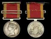 China 1842 (H. D. P. Cunningham, Actg Purser, H.M.S. Cornwallis) original suspension and fitted with contemporary...