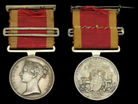 China 1842 (H. D. P. Cunningham, Actg Purser, H.M.S. Cornwallis) original suspension and fitted with contemporary...