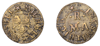 Falmouth, Michell Russell, Farthing, 0.93g/12h (N 534 obv., different rev.; BW. 11). Surface deposits, otherwise...