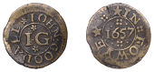 Fowey, John Goodall, Farthing, 1657, mm. small pierced cinquefoil on obv., large mullet on rev., 0.51g/6h (N 535,...