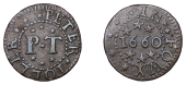 Fowey, Peter Toller, Farthing, 1660, 0.99g/9h (N –; BW. 14). About very fine, rare	 £140-£180