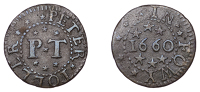 Fowey, Peter Toller, Farthing, 1660, 0.99g/9h (N –; BW. 14). About very fine, rare	 £140-£180