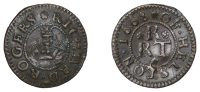 Helston, Richard Rogers, Farthing, 1668, 0.80g/12h (N 542; BW. 20). Traces of surface verdigris on obverse,...