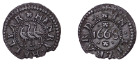 Liskeard, Henry Hellyar, Farthing, 1668, 0.71g/12h (N –; D 31B). Edge chipped, otherwise very fine, extremely...