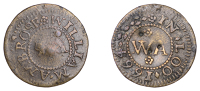 East Looe, William Ambrose, Farthing, 1664, 1.09g/12h (N 549; BW. 34). Obverse centre scratched and two punch-marks...
