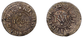 Lostwithiel, Richard Webber, Farthing, 1664, 1.00g/9h (N 552; BW. 42). Struck a little off-centre, otherwise good...