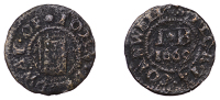 Mylor, John Brodway, Farthing, 1669, 0.55g/6h (N –; D 47A, and Dickinson/Mays Amendment list). Fair but clear,...