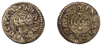 Liskeard, Henry Hellyar, Farthing, 1668, 0.79g/12h (N –; D 31B). Fine, extremely rare	 £240-£300