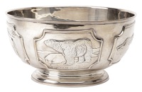 The Wildlife Silver Bowl: produced in collaboration with The World Wildlife Fund, cast with six panels depicting...