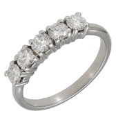 A diamond five stone ring, set with brilliant-cut diamonds, mounted in 18ct gold, UK hallmark, total diamond weight...