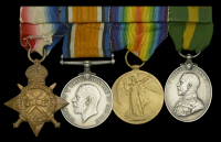 Four: Private W. Barker, Nottinghamshire and Derbyshire Regiment

1914-15 Star (160 Pte. W. Barker. Notts: &...