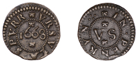 Penryn, Ursula Spurr, Farthing, 1668, 0.77g/12h (N –; BW. 60). Very fine and extremely rare	 £400-£500