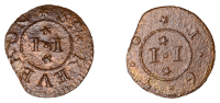St Keverne, J[ames] I[ngleton], Farthing, 1656, 0.46g/6h (N –; D –; Dickinson/Mays Supplement, –). Fine, of...