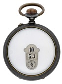 Swiss. A gunmetal open-faced jump hour keyless watch with digital dial, circa 1900.
Movement: lever...