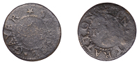 Stratton, Samuel Gayer, Farthing, 1.09g/6h (N 833, this piece; D 94A). Centres worn, fair, extremely rare	 £90-£120