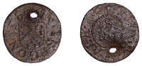 Tregony, Henry Slade, Farthing, [16]58, 0.55g/6h (N –; BW. 95). Excavated, pierced, extremely rare	 £70-£90
