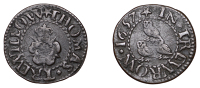 Truro, Thomas Trewillow, Farthing, 1657, 0.74g/6h (N –; D –; Dickinson/Mays Supplement, –). Good fine, dark...