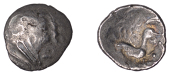 British Iron Age, ATREBATES and REGNI, Uninscribed issues, silver Unit, Hampshire Helmet type, helmeted head left,...