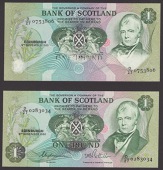ERROR: Bank of Scotland, £1, 4 November 1980, serial number D/27 0753806, Lord Clydesmuir and Patullo signatures,...