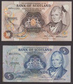 ERROR: Bank of Scotland, £5, 4 November 1974, serial number AD026654, Lord Clydesmuir and Russell signatures and...