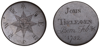 Engraved coins, CORNWALL, Lanlivery, a Georgian Halfpenny, planed flat, one side engraved (John Treleaven Born...