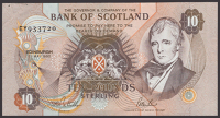 ERROR: Bank of Scotland, £10, 7 May 1992, serial number EY933720, Pattullo and Burt signatures, lower right serial...