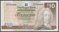 ERROR: Royal Bank of Scotland PLC, £10, 23 March 1994, serial number C/77 791409, obverse chronically under-inked,...