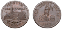 19th Century Tokens, YORKSHIRE, Sheffield, Longden & Gregory [Phoenix Ironworks], Penny, 1813, frontal elevation of...