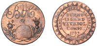 18th Century Tokens, FIFE-SHIRE, Burntisland, Burntisland Vitriol Co, Halfpenny, 1797, cypher above cask, rev....