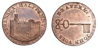 18th Century Tokens, GLAMORGANSHIRE, Swansea, John Voss, Halfpenny, 1796, castle, rev. key, edge payable on demand...