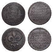 18th Century Tokens, Co DUBLIN, Dublin, James Maculla, Halfpenny, 1729, 7.40g/12h (D 58; Macalister 546), Penny,...